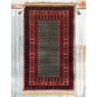 2 ½' x 4' Indian Handmade Light Blue/Red Pashmina Rug
