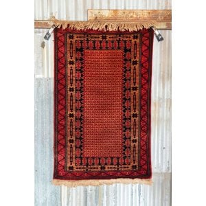 2 ½' x 4' Indian Handmade Red Tribal Pashmina Rug