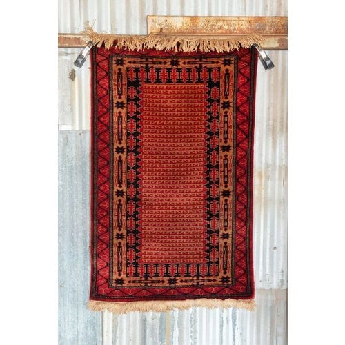 2 ½' x 4' Indian Handmade Red Tribal Pashmina Rug