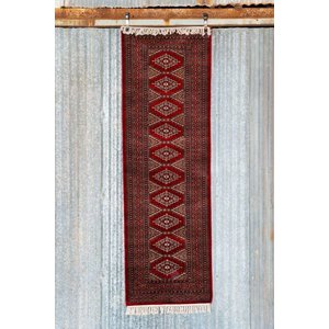 2 ½' x 8' Indian Handmade Red Traditional Cashmere Rug