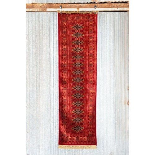 2 ½' x 8' Indian Handmade Red Tribal Pashmina Rug