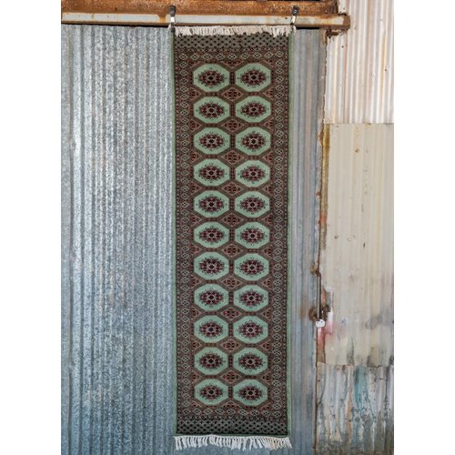 2 ½' x 8' Indian Handmade Turquoise Cashmere Rug 2 ½' x 8' Indian Handmade Turquoise Cashmere Rug