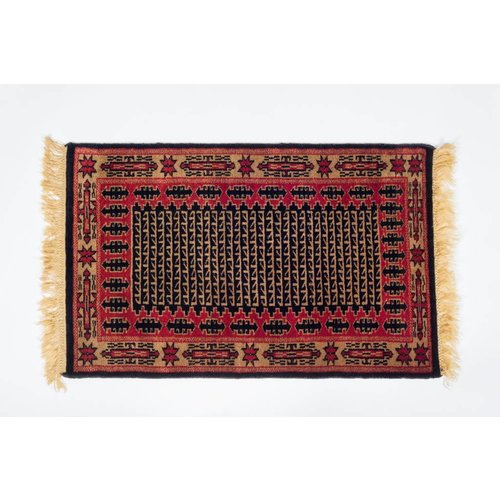 2' x 3' Indian Handmade Black/Red Pashmina Rug 2' x 3' Indian Handmade Black/Red Pashmina Rug