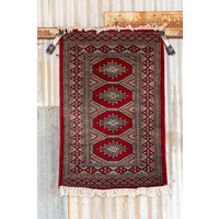 2' x 3' Indian Handmade Red/Turquoise Cashmere Rug