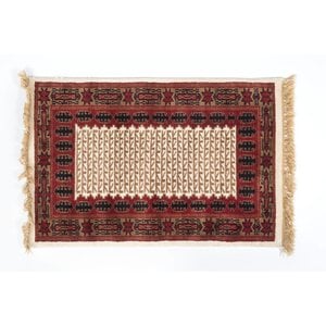 2' x 3' Indian Handmade Tan/Red Pashmina Rug