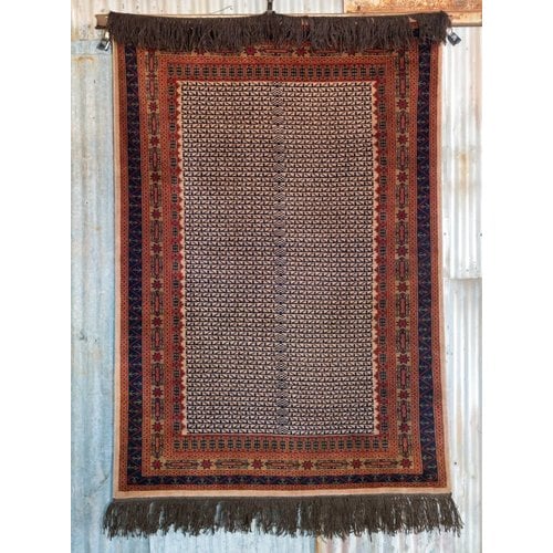 Indian Handmade Navy Blue Pashmina Rug