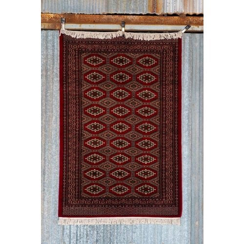 6' x 4' Indian Handmade Red Cashmere Rug