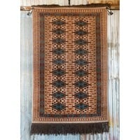 6' x 4' Indian Handmade Tan/Light Blue Pashmina Rug