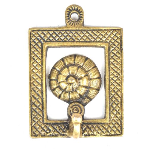 Brass Sea Shell Framed Single Wall Hook from India Brass Sea Shell Framed Single Wall Hook from India