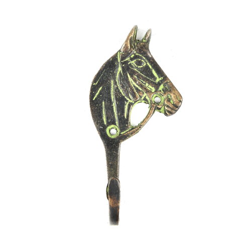 Black Brass Western Horse Wall Hook from India