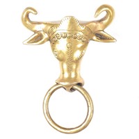 Brass Bull Door Knocker with Ring from India