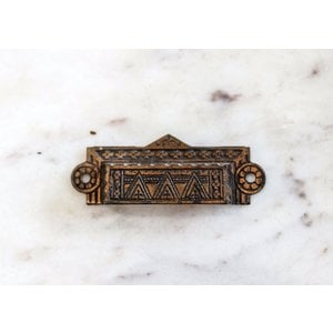 Brass Eastlake Rectangular Pull with Triangle Emblem