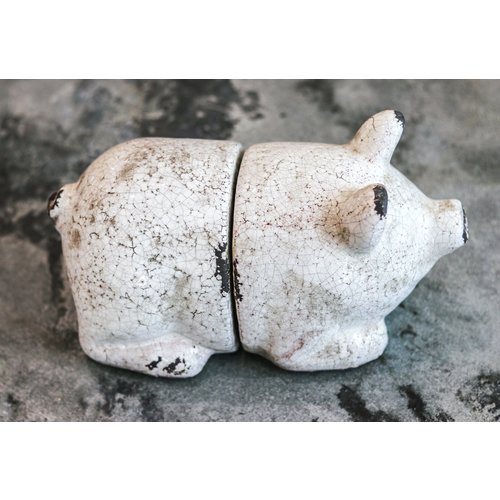 Terra Cotta Pig Bookends with Crackle Glaze Terra Cotta Pig Bookends with Crackle Glaze