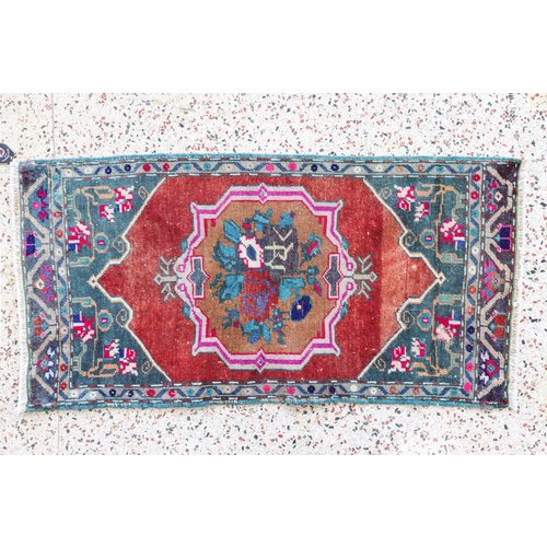 Turkish Handspun Vintage Rug - 22 x 43 Turkish Handspun Vintage Rug - 22 x 43