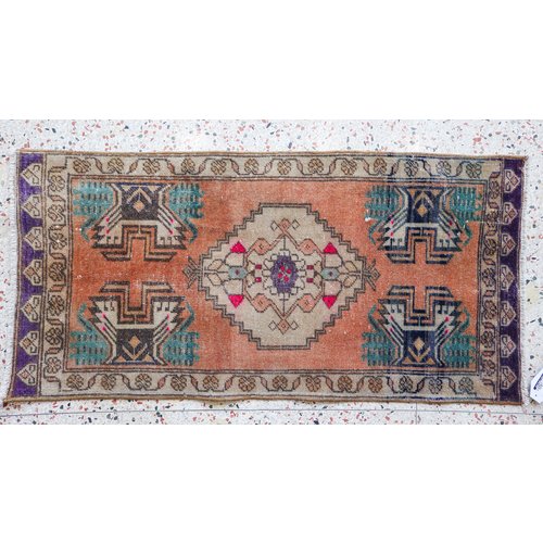 Turkish Handspun Vintage Rug - 20 x 41 Turkish Handspun Vintage Rug - 20 x 41