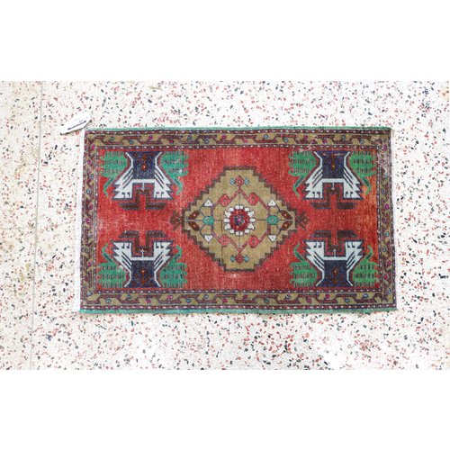 Turkish Handspun Vintage Rug - 19 x 32 Turkish Handspun Vintage Rug - 19 x 32