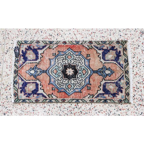 Turkish Handspun Vintage Rug - 18 x 33 Turkish Handspun Vintage Rug - 18 x 33