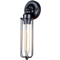 Black Industrial Sconce Light with Cage