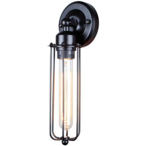 Black Industrial Sconce Light with Cage