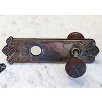 Pair of Brass Art Nouveau Door Knobs with Escutcheons