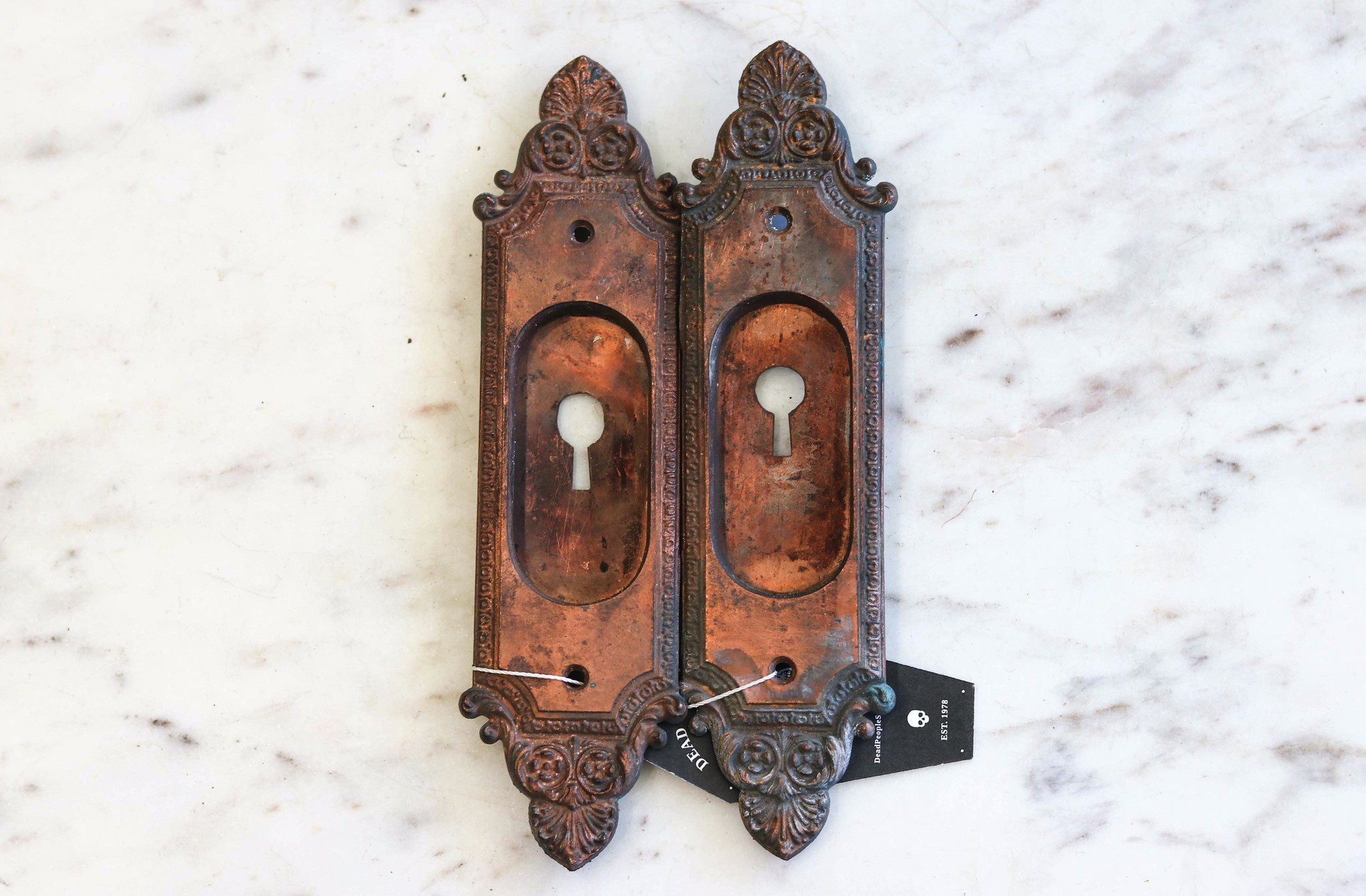 Pair of Copper Victorian Escutcheons Dead People's Stuff