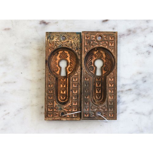 Pair of Intricate Brass Escutcheons Pair of Intricate Brass Escutcheons