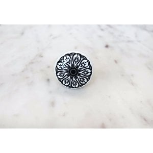 Black Daisy Ceramic Drawer Knob from India