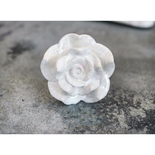 White and Pink Ceramic Rose Dresser Knob White and Pink Ceramic Rose Dresser Knob