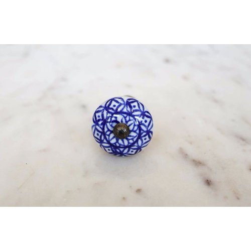 Blue Floral Ceramic Cabinet Knob from India Blue Floral Ceramic Cabinet Knob from India