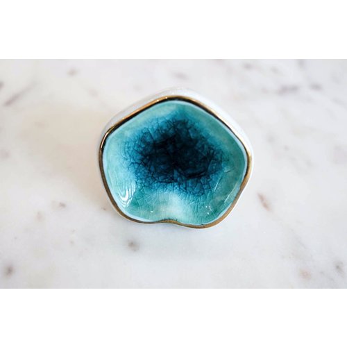Sea Green Crackle Ceramic Drawer Knob from India Sea Green Crackle Ceramic Drawer Knob from India