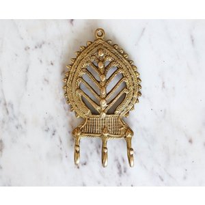 Brass Tribal Leaf Wall Hook from India