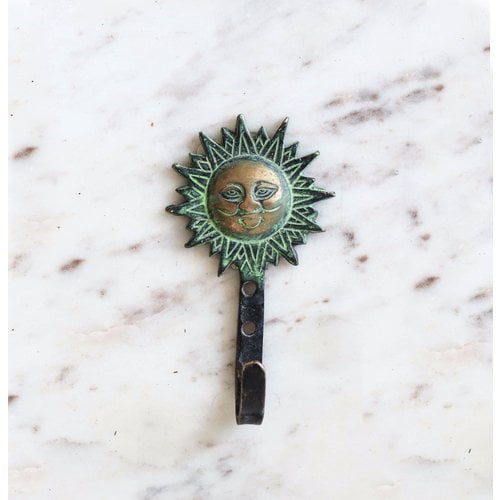 Bronze Sun Single Wall Hook from India