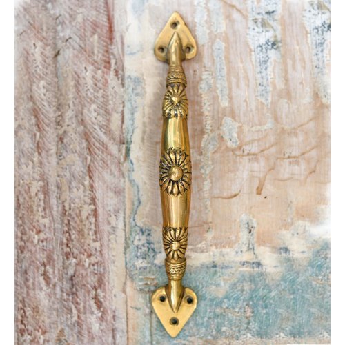 Handmade Floral Brass Door Pull from India Handmade Floral Brass Door Pull from India