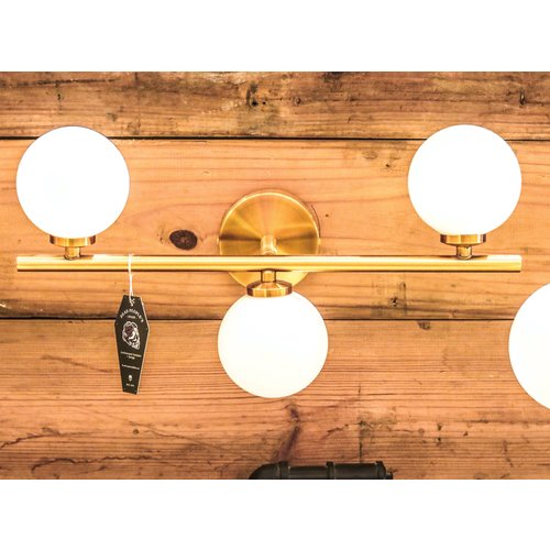 Modern Brass Sconce Light with Milk Glass Globes Modern Brass Sconce Light with Milk Glass Globes