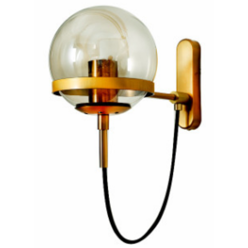 Modern Brass Sconce Light with Ring and Clear Glass Globe