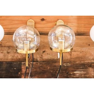 Modern Brass Sconce Light with Ring and Clear Glass Globe