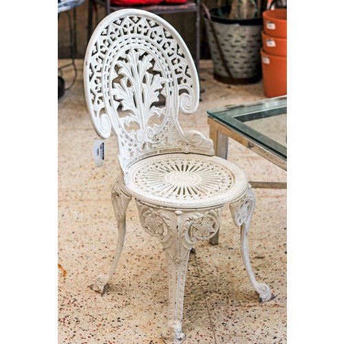 Pair of White Victorian Style Metal Chairs Pair of White Victorian Style Metal Chairs