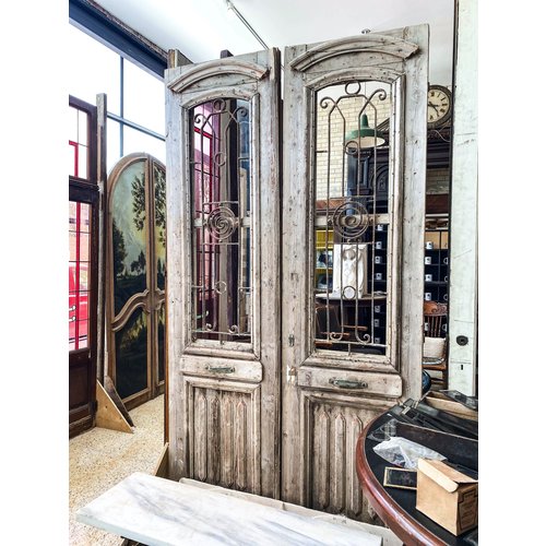 1 Panel Double Doors with Ironwork from Egypt 1 Panel Double Doors with Ironwork from Egypt