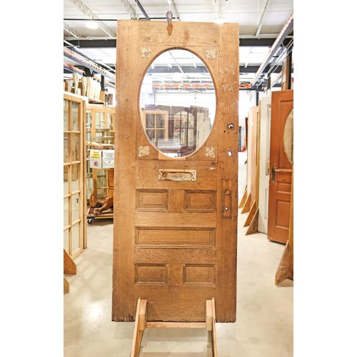 5 Panel 1 Oval Light Stripped Door with Mail Slot 5 Panel 1 Oval Light Stripped Door with Mail Slot
