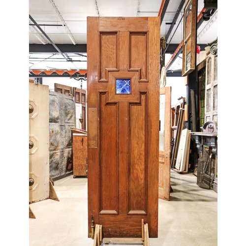 Old English Door with Stained Glass Bird Etching Old English Door with Stained Glass Bird Etching