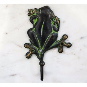 Black Brass Frog Wall Hook from India