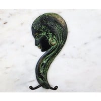 Bronze Lady  with Long Hair Wall Hook