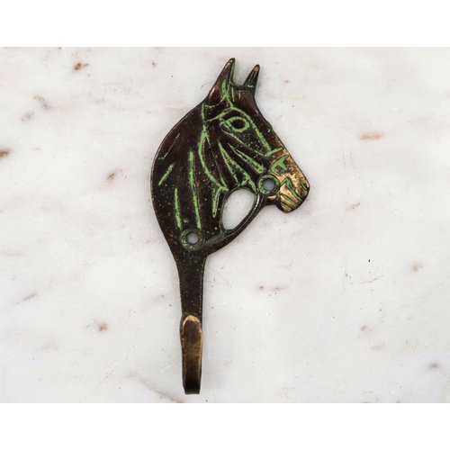 Black Brass Western Horse Wall Hook from India Black Brass Western Horse Wall Hook from India