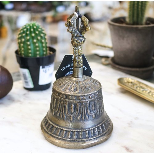 Carved Brass Vajre and Bell from India Carved Brass Vajre and Bell from India