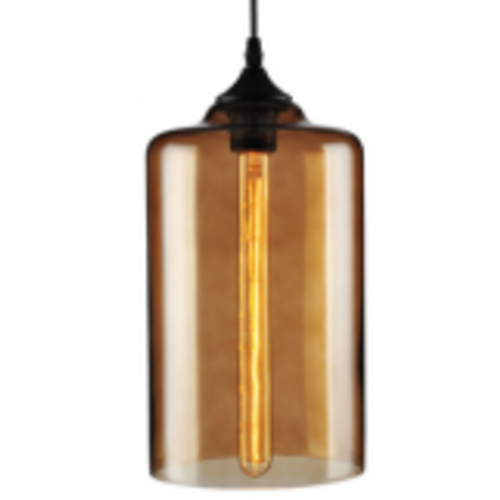 Industrial Pendant Light with Amber Glass Glass Cylinder Shade Industrial Pendant Light with Amber Glass Glass Cylinder Shade