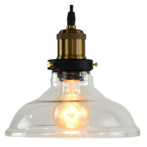 Black and Brass Industrial Pendant Light with Glass Shade