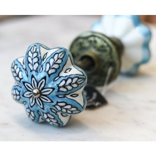Blue and White Porcelain Pair of Knobs