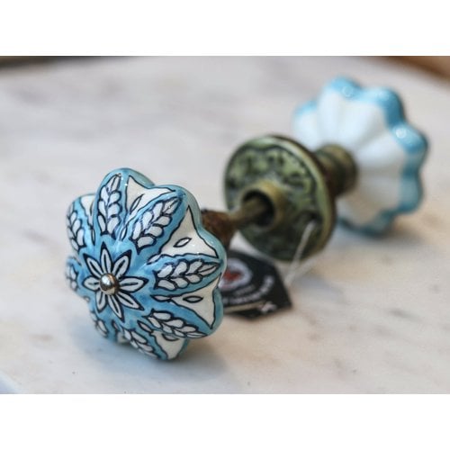 Blue and White Porcelain Pair of Knobs