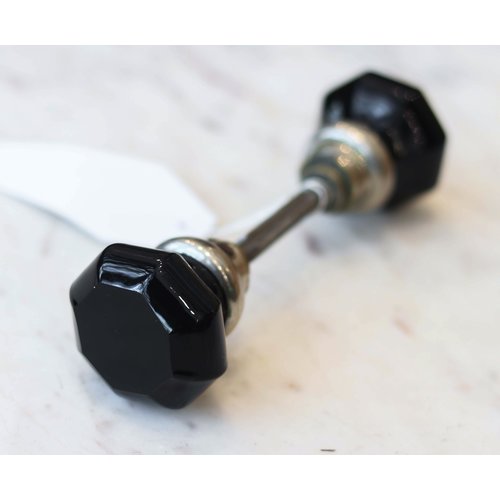 Octagonal Black Glass Knob Pair Octagonal Black Glass Knob Pair