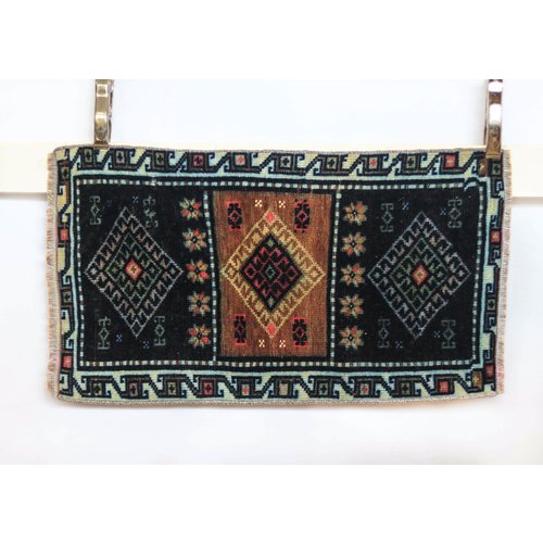 Handmade Vintage Turkish Kilim - Blue + Brown Handmade Vintage Turkish Kilim - Blue + Brown